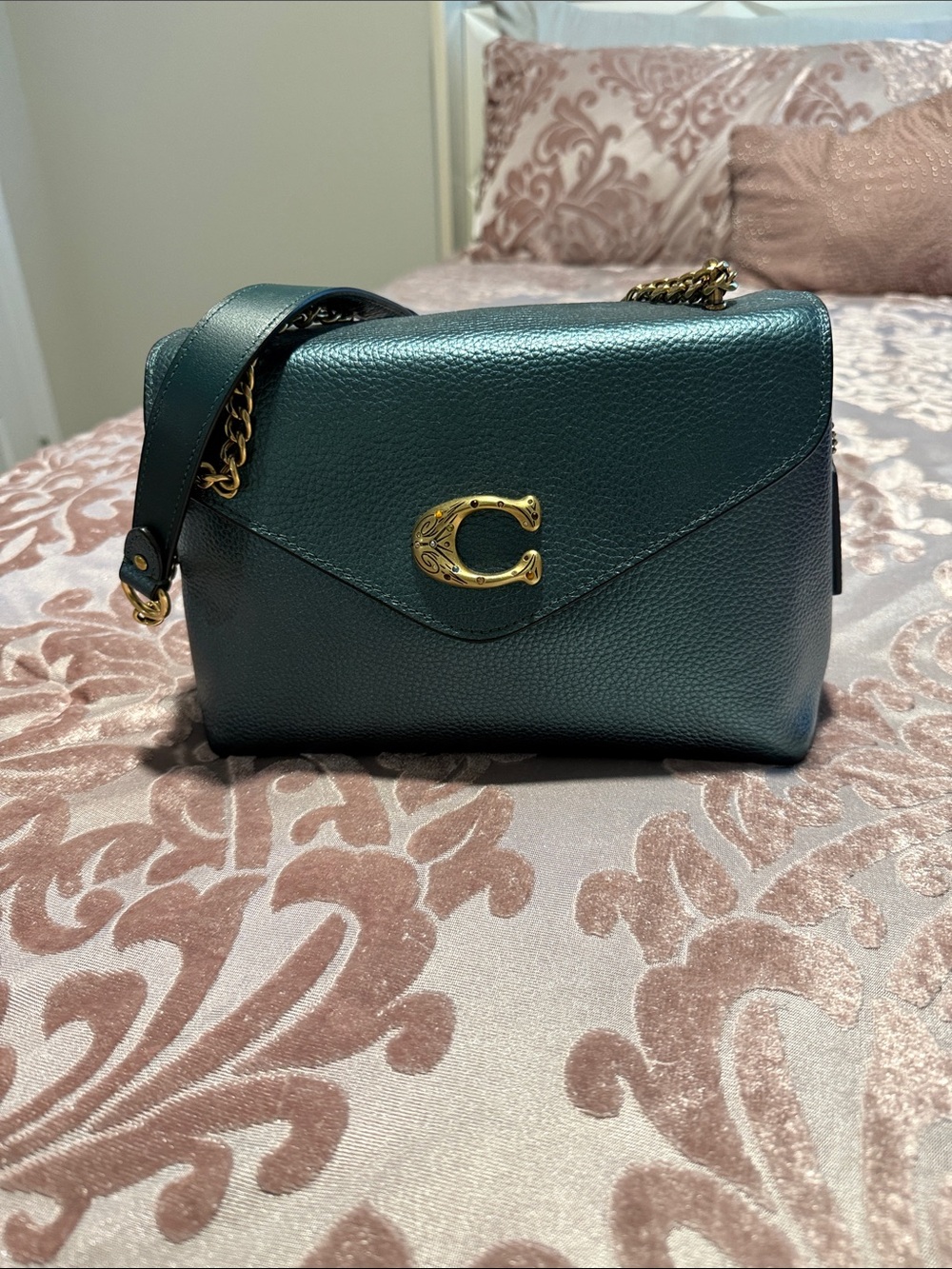 Coach Tammie Shoulder bag in Teal Green Pebbled Leather Crossbody